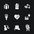 Gift flat contour shop icon set Royalty Free Stock Photo