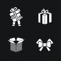 Gift flat contour shop icon set Royalty Free Stock Photo