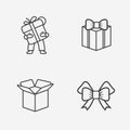 Gift flat contour shop icon set Royalty Free Stock Photo