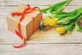 gift and flowers. selective focus. holideys and events. Royalty Free Stock Photo