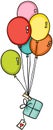 Gift flying with balloons