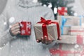 Gift giving hand christmas Royalty Free Stock Photo