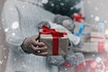 Gift giving hand christmas Royalty Free Stock Photo