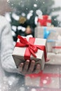 Gift giving hand christmas Royalty Free Stock Photo
