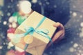 Gift giving hand new year Royalty Free Stock Photo