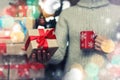 Gift giving hand new year Royalty Free Stock Photo