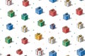 Gift giving. Seamless pattern. Bright gift boxes. Hand drawn. Minimalist style Royalty Free Stock Photo