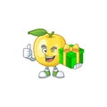 With gift golden apple cartoon character for design