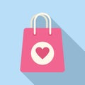 Gift heart bag icon flat vector. Card bow parcel Royalty Free Stock Photo