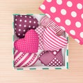 Gift hearts in a box