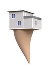 Gift home on icecream . Surprise real estate 3d illustration