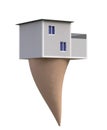 Gift home on icecream . Surprise real estate 3d illustration