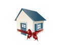 Gift - house with red bow - illustration Royalty Free Stock Photo