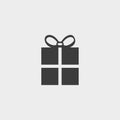 Gift icon in a flat design in black color. Vector illustration eps10 Royalty Free Stock Photo