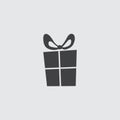 Gift icon in a flat design in black color. Vector illustration eps10 Royalty Free Stock Photo