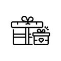 Black line icon for Gift, happy and box