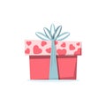 Gift icon with hearts decoration. Valentine day celebration Royalty Free Stock Photo