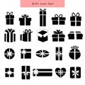 gift icon set line art vector Royalty Free Stock Photo