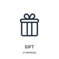 gift icon vector from st patricks collection. Thin line gift outline icon vector illustration. Linear symbol for use on web and