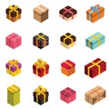 Gift icons and Present boxes in isomertic style