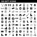 100 gift icons set, simple style Royalty Free Stock Photo