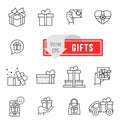 Gift icons. Vector icon outline. Royalty Free Stock Photo