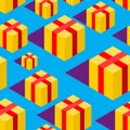 Gift isometric style pattern. festive ornament. Box Vector