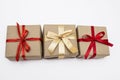 Gift kraft square box with a red ribbon