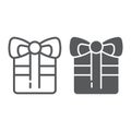 Gift line and glyph icon, celebration and package, present sign, vector graphics, a linear pattern on a white background Royalty Free Stock Photo