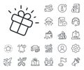 Gift line icon. Present box sign. Brand marketing. Salaryman, gender equality and alert bell. Vector