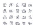 Gift line icons set Royalty Free Stock Photo