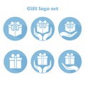 Gift logo set with hands