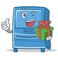 With gift mailbox character cartoon style