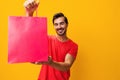 Gift man client sale lifestyle shop shopper surprise bag package buy