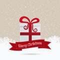 Gift merry christmas ribbon beige background Royalty Free Stock Photo