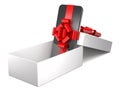 Gift mobile phone in box 3d illustration.