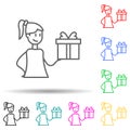 gift multi color style icon. Simple thin line, outline of friendship icons for ui and ux, website or mobile application