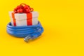 Gift with network cable Royalty Free Stock Photo