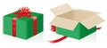 Gift Package Closed Opened Green Red Royalty Free Stock Photo