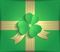 Gift package green shamrock gold ribbon St. Patrick Day 3D