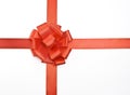 Gift packaging with red ribbons and bow