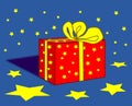 Gift Parcel and Stars. Royalty Free Stock Photo