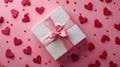 The gift with pink ribbon.AI generated image Royalty Free Stock Photo