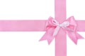 Gift pink ribbon and bow isolated on white