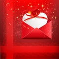Gift postcard. Letter with heart. love letter. Valentines heart.