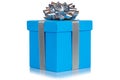 Gift present christmas birthday wedding wish blue box isolated o Royalty Free Stock Photo