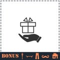 Gift present icon flat