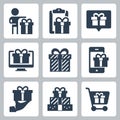 Gift and Present Vector Icons in Glyph Style 2