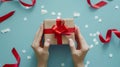 The gift with red ribbon.AI generated image Royalty Free Stock Photo