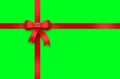 Gift, red ribbon, red loop, bow - green screen